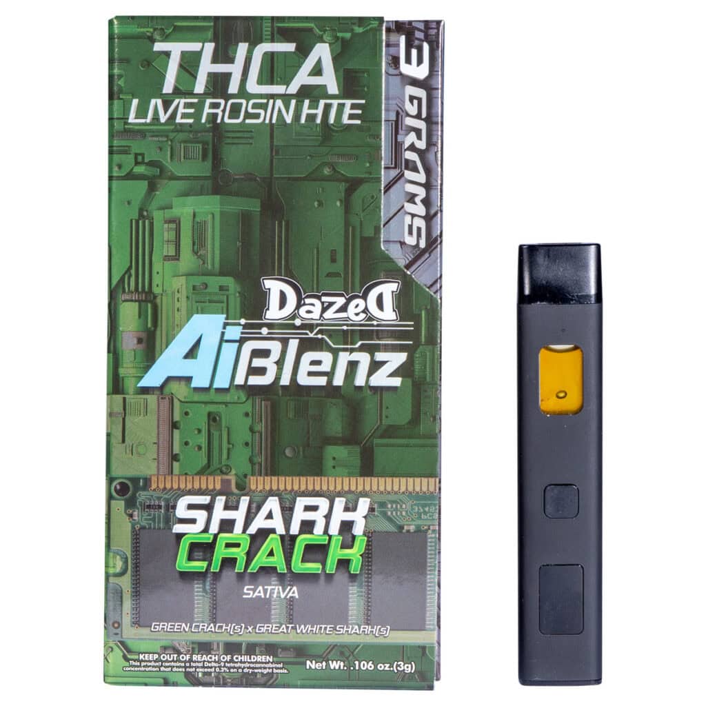 Dazed THCa Live Rosin AI Blenz Disposable 3g Shark Crack