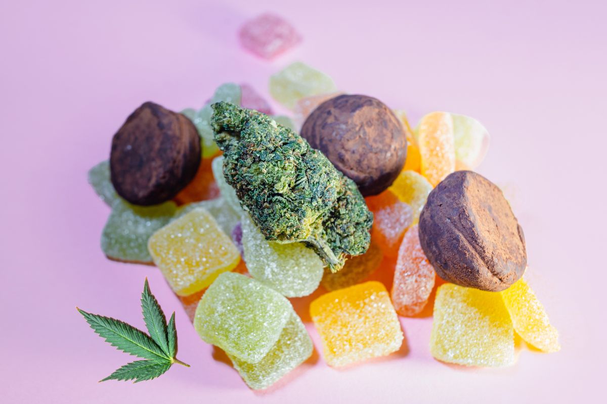 A collection of cannabis-infused gummies shown in the image