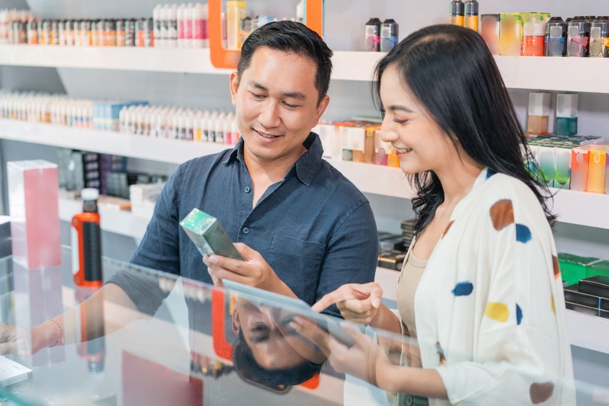 A person is buying a vape from a certified shop