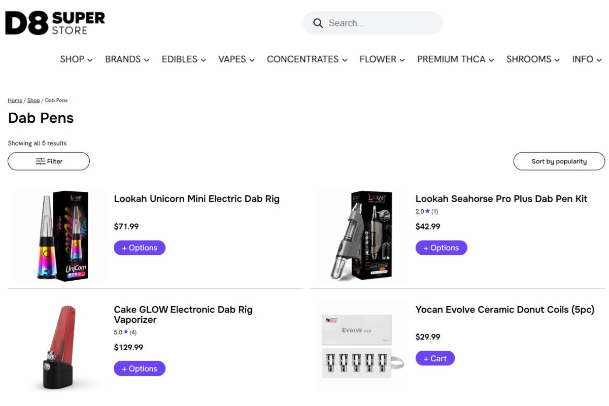 A collection of dab pens to buy online