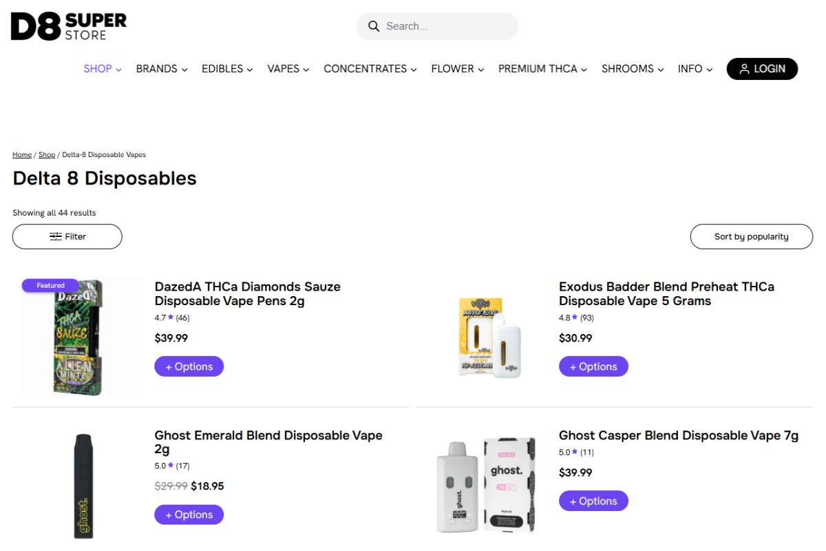 A collection of delta 8 disposable vapes to buy online