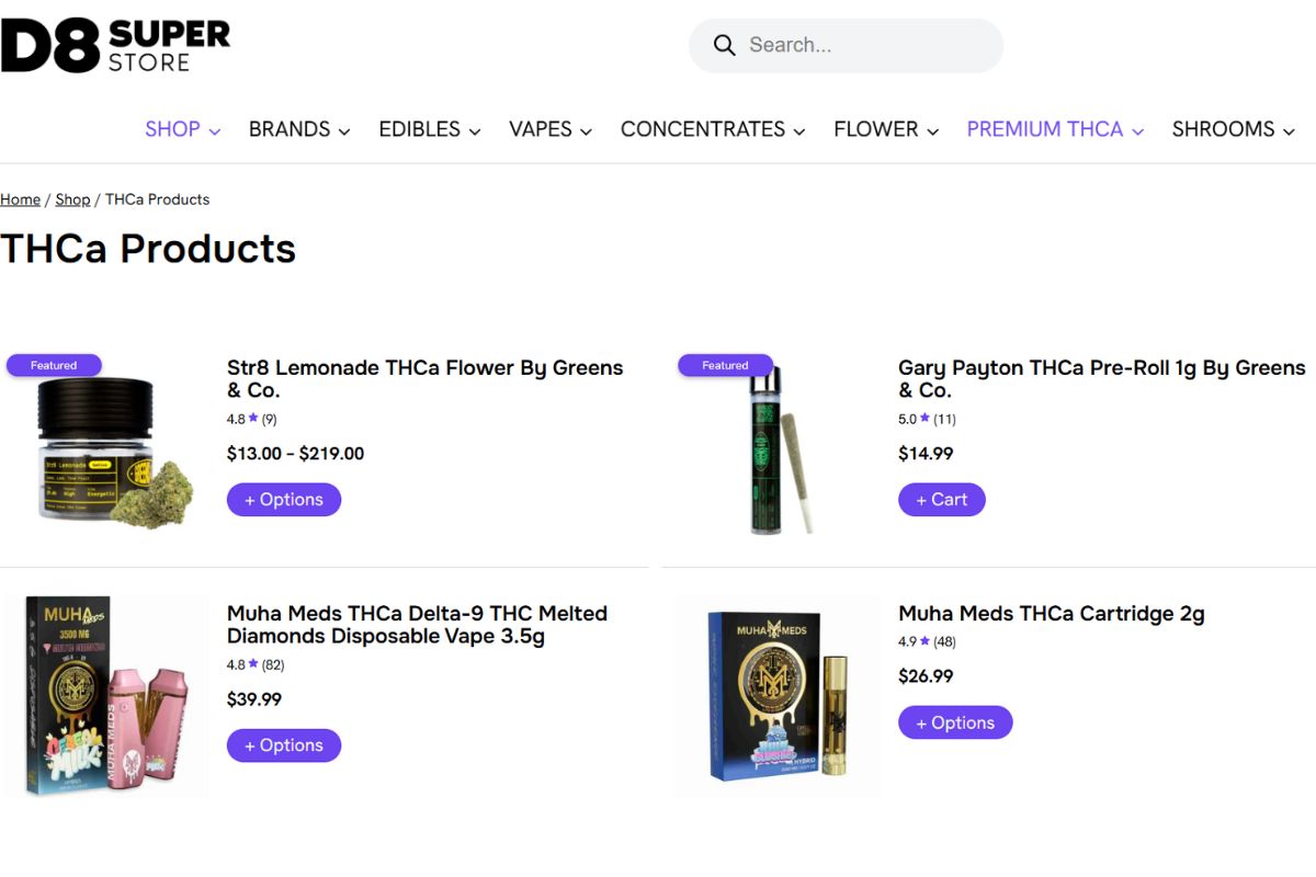 A collection of different thca products shown in the image to buy online