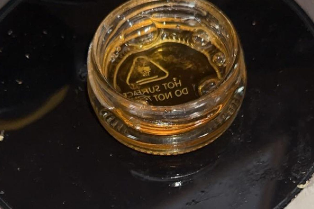 A concentrate on a heating pad being decarboxylated