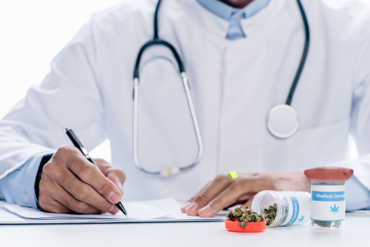 A doctor is prescribing medical marijuana to the patient