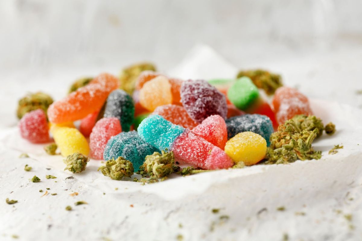 An assortment of various live rosin gummies kept together in one place