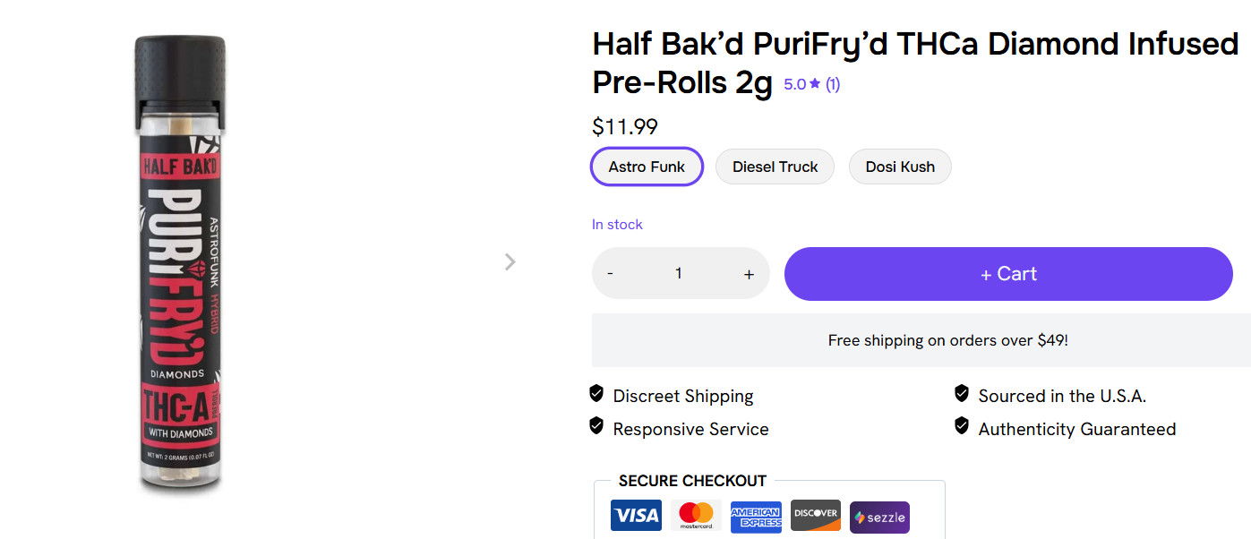 Buy thca diamond infused pre-roll online