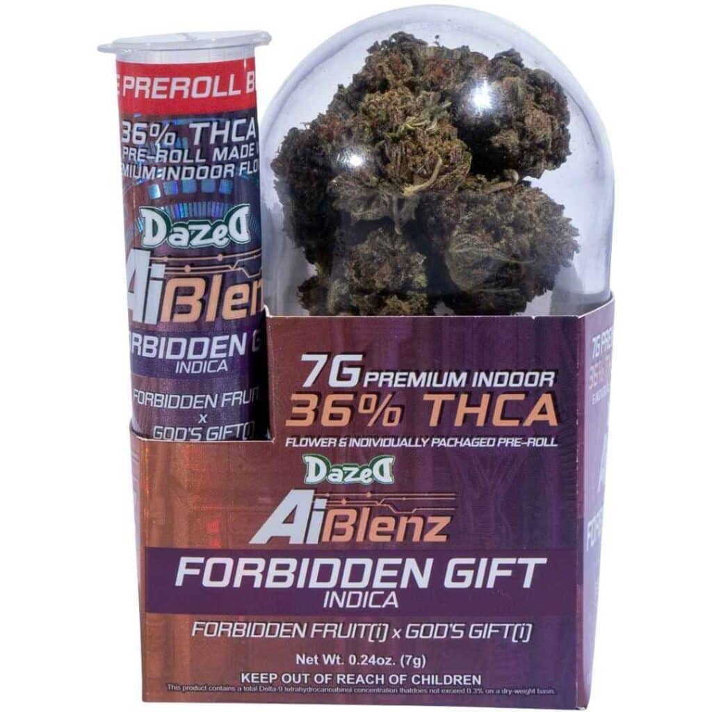 Dazed AI Blenz Premium Indoor THCa Flower 7g + .75g Pre-Roll - Forbidden Gift (Indica)