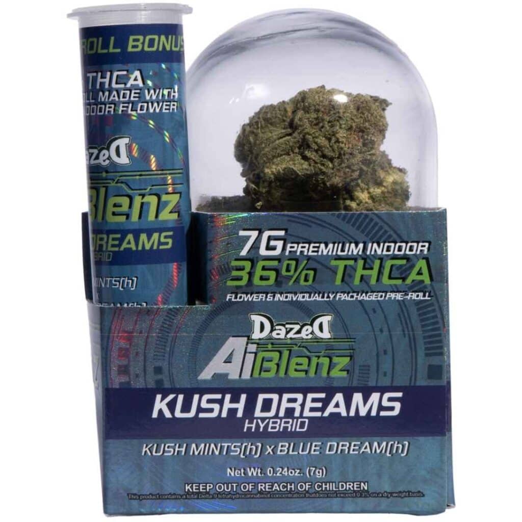 Dazed AI Blenz Premium Indoor THCa Flower 7g + .75g Pre-Roll - Kush Dreams (Hybrid)