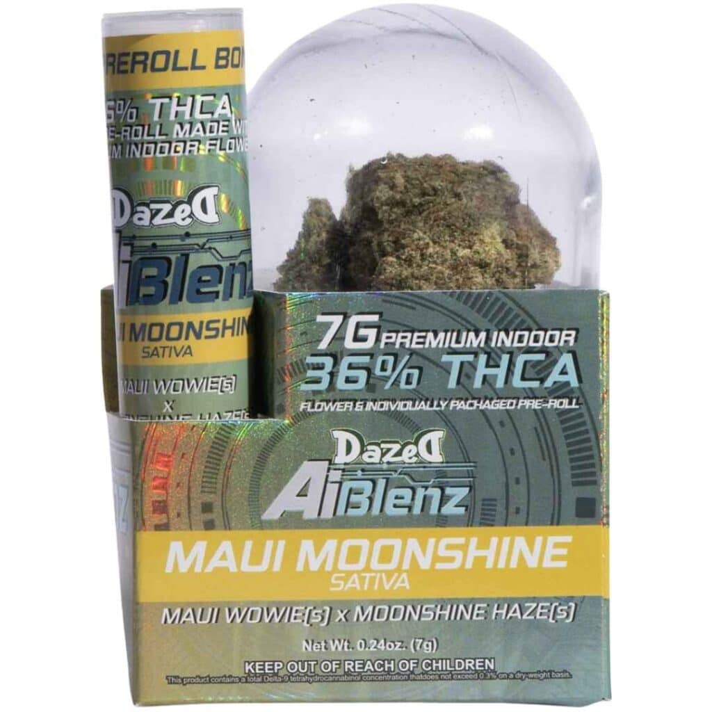 Dazed AI Blenz Premium Indoor THCa Flower 7g + .75g Pre-Roll Maui Moonshine (Sativa)