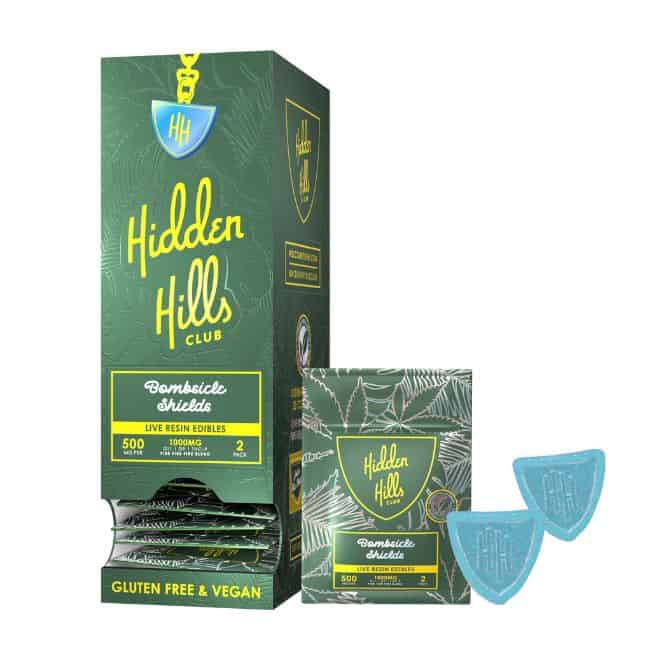 Hidden Hills Live Resin Edible Shields 1000mg 2pc Bomsible
