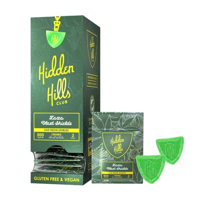 Hidden Hills Live Resin Edible Shields 1000mg 2pc Zaza Blast