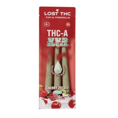 Lost THC THCa VVS Sugar Diamond Infused Pre-Rolls 3pc Cherry Zelato (Hybrid)
