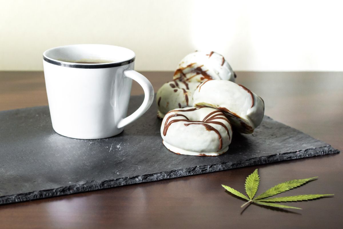 THC edible kept with a warm cup of tea for a potentially faster, smoother onset