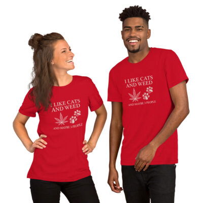 Unisex T-shirt cats & Weed Red