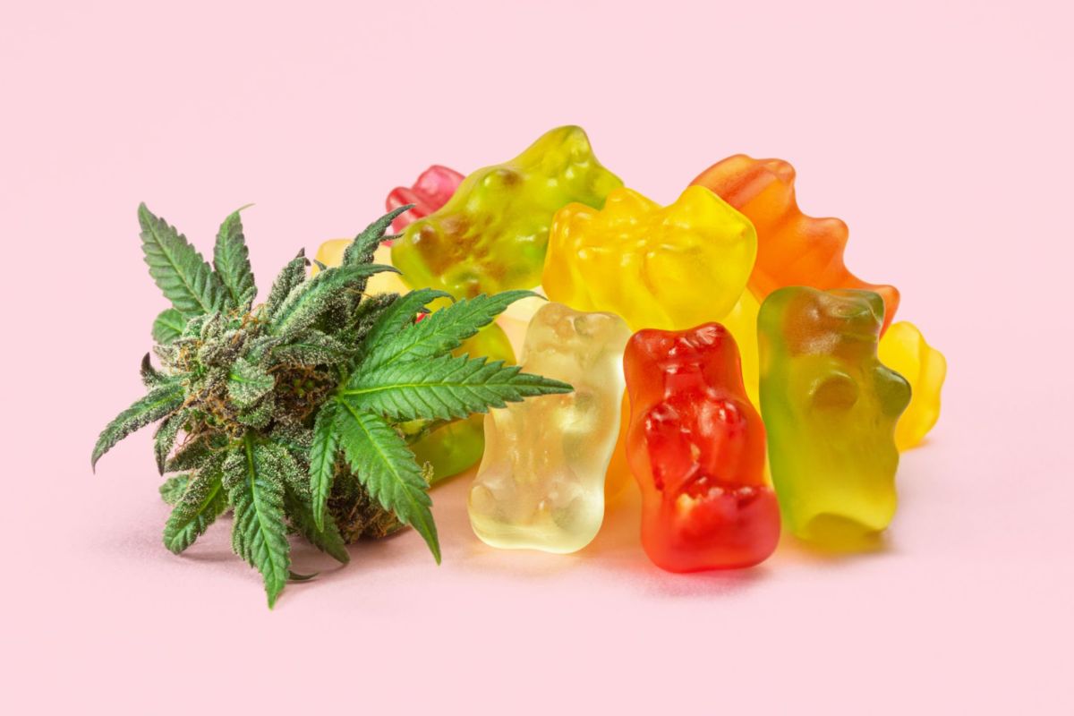 A collection of hybrid strain gummies is shown in the image