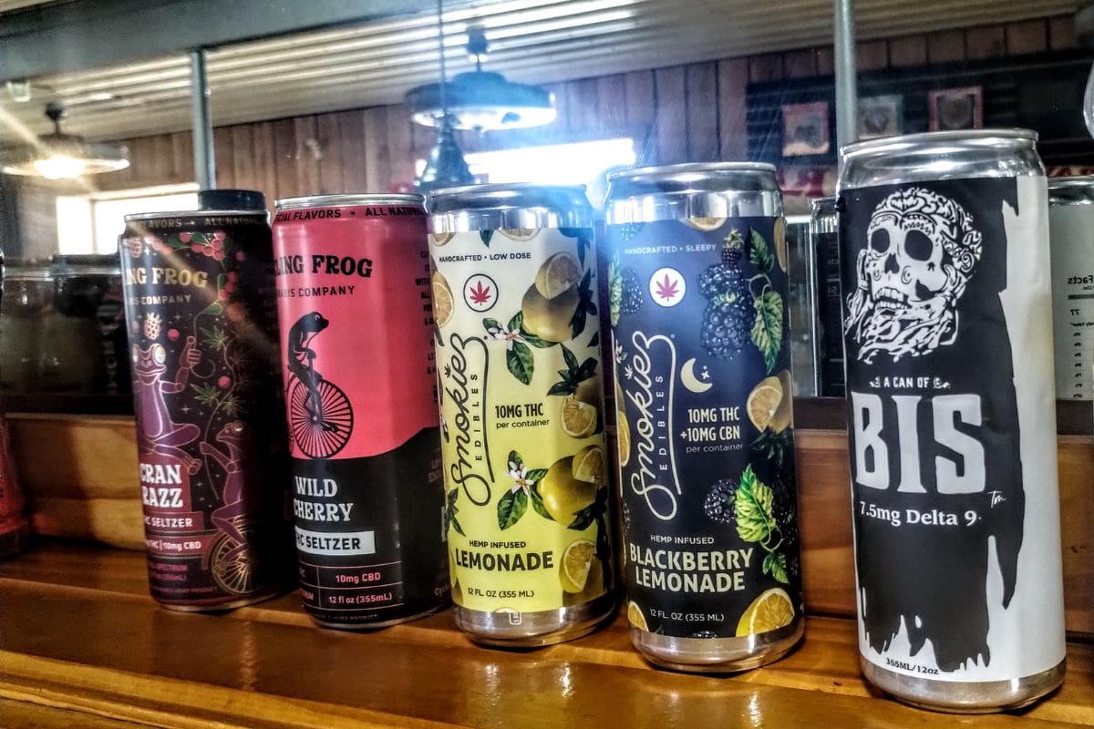 A collection of thc drinks kept with each other