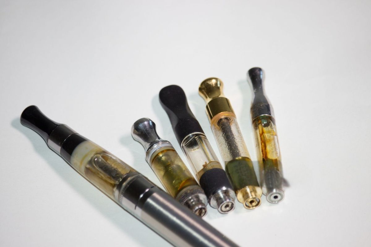 A collection of vape cartridges not working properly due to thick oil inside
