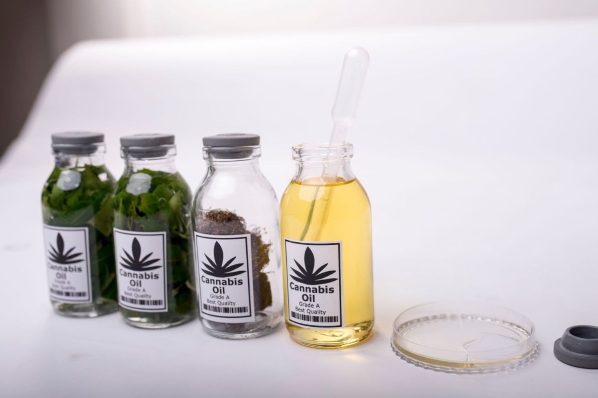 A collection of various cannabis products, each with proper labeling