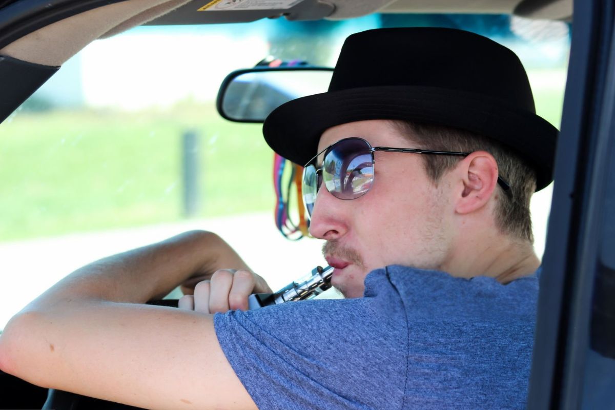 A truck driver using a CBD vape