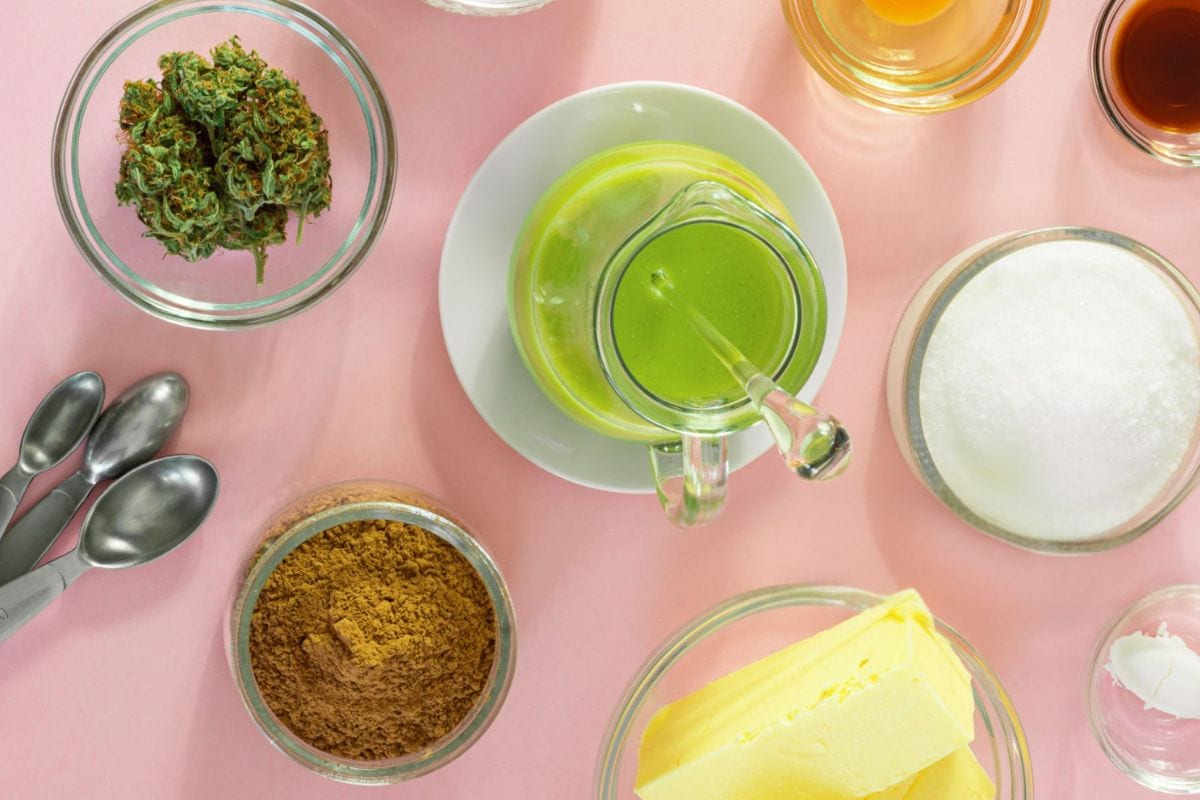 Cooking cannabis butter with other flavoring ingredients to decrease the odor level