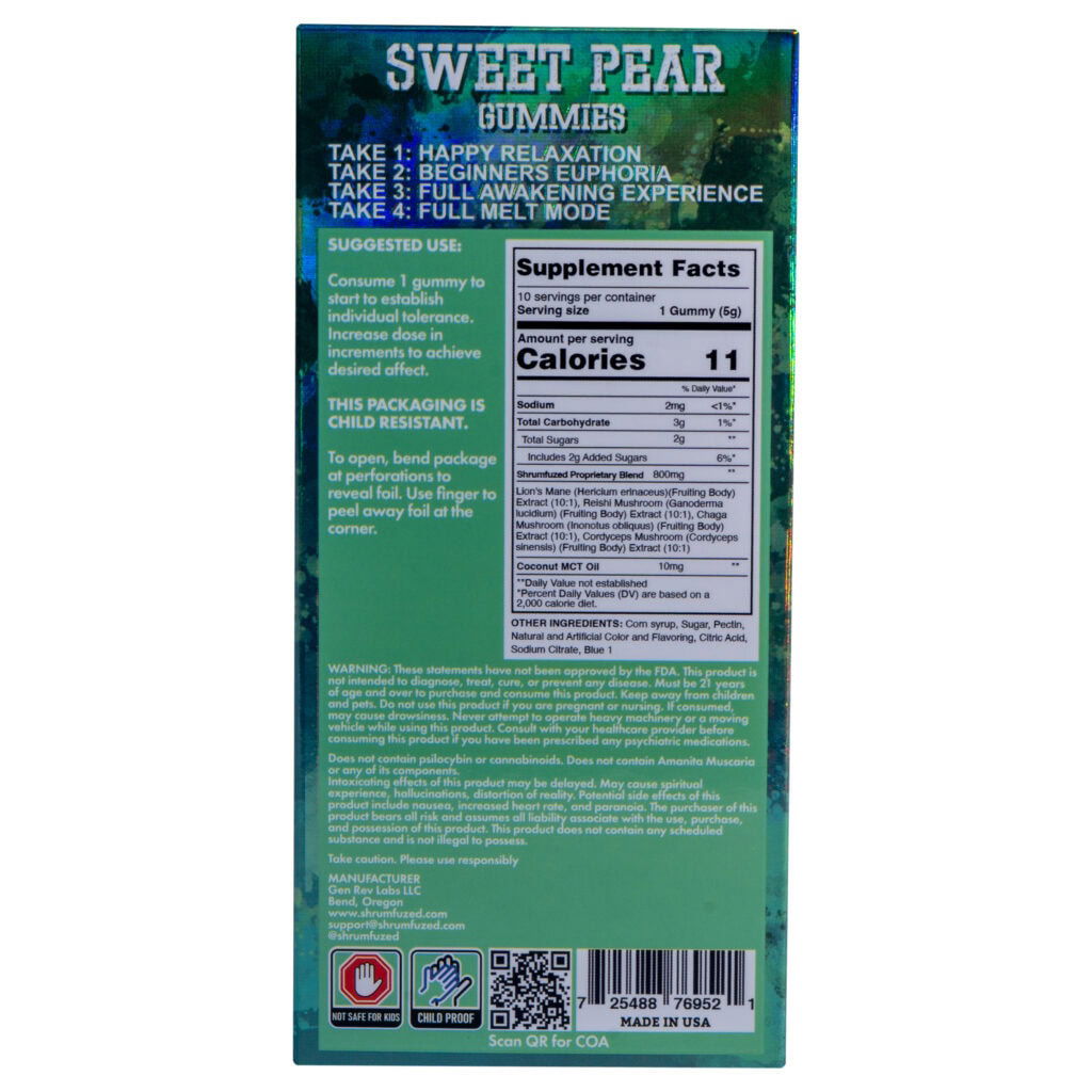 Shrumfuzed Nootropic Mushroom Gummies 10pc - Sweet Pear