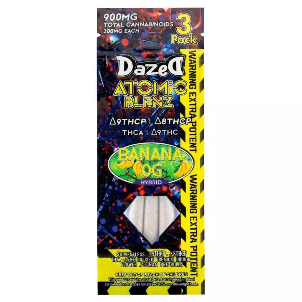 Dazed Atomic Blenz Shatterwalkerz Pre-Rolls 2.25g 3pk Banana OG