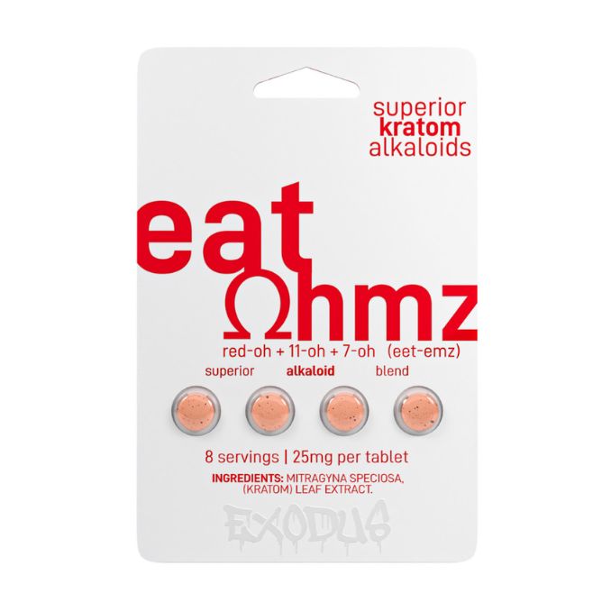 Eat Ohmz 7-hydroxy Superior Kratom Tablets 4pc - Red-oh + 7oh + 11oh White