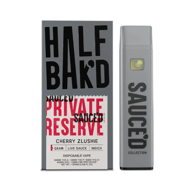 Half Bak’d Sauce’d Private Reserve Disposable 1g Cherry Zlushie – Indica