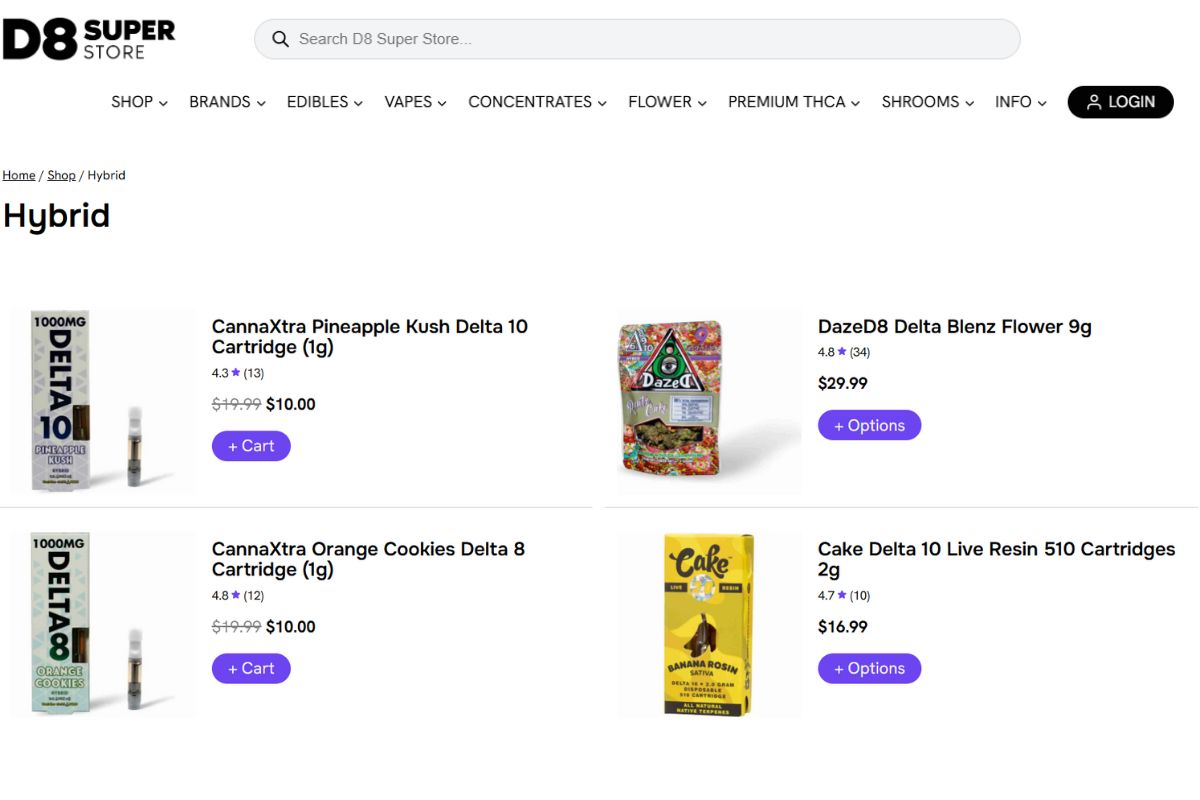 Hybrid strain products for sale