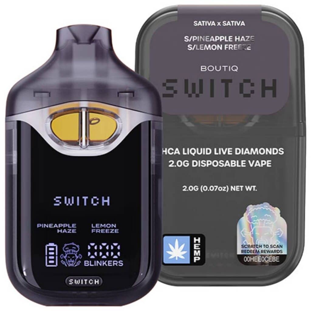 Boutiq Switch V4 THCa Liquid Diamond Disposable 2g Pineapple Haze (Sativa) × Lemon Freeze (Sativa)