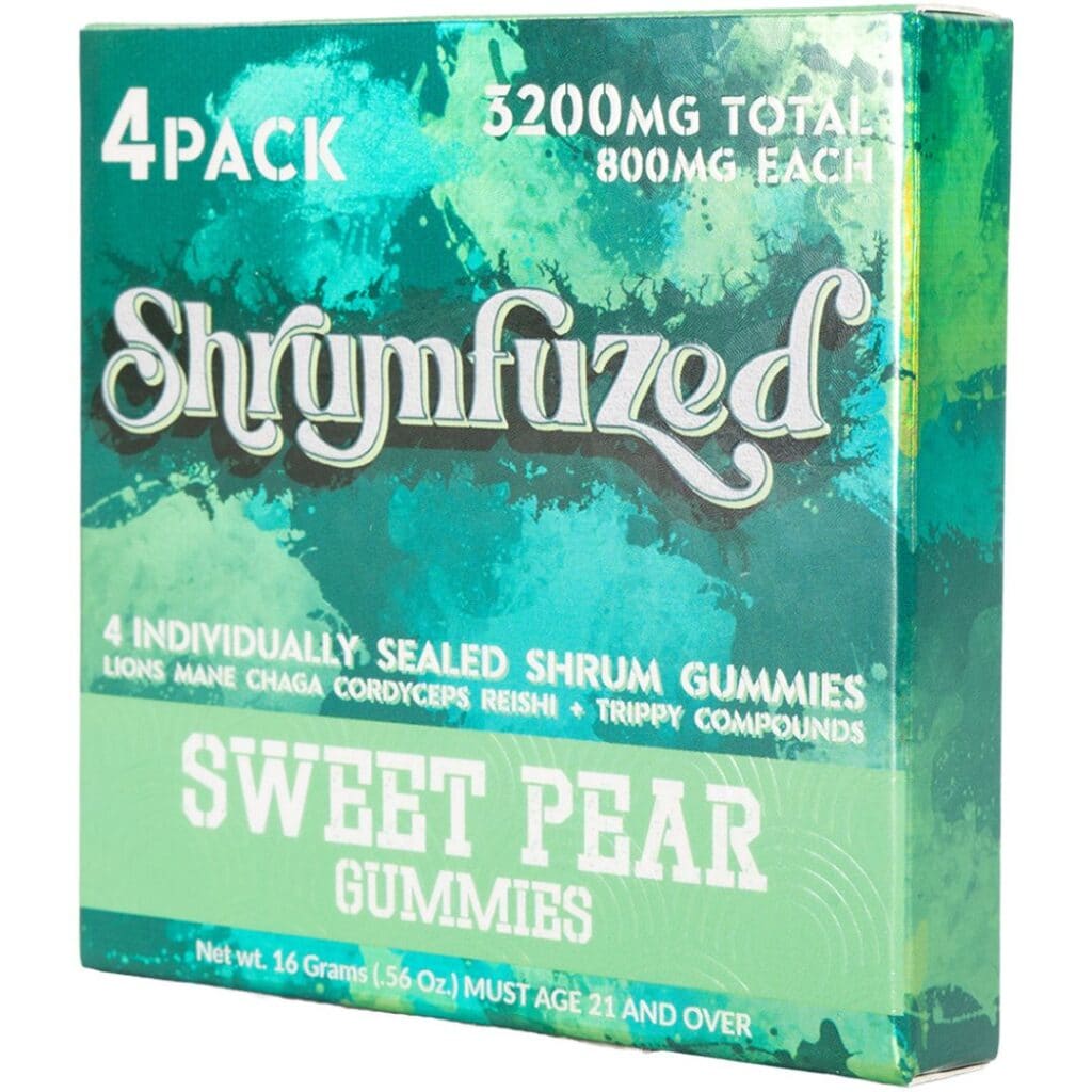 Shrumfuzed Nootropic Mushroom Gummies Sweet Pear 4 piece