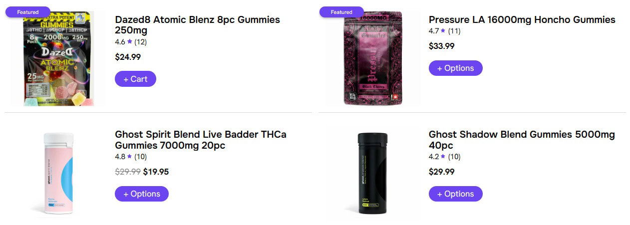 A collection of Delta-8 gummies is available for sale