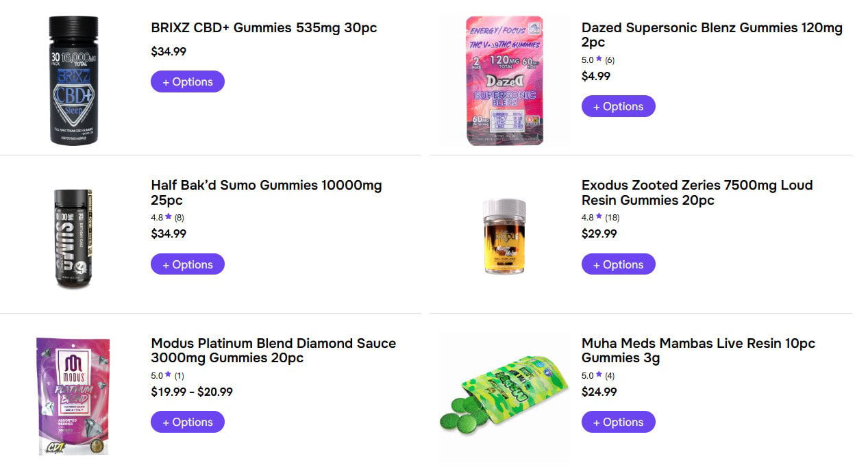 A collection of different edible for sale