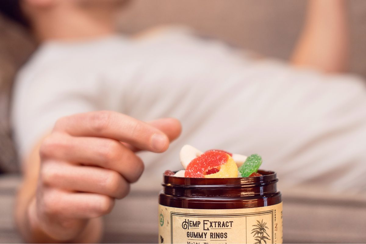 A person is microdosing with cannabis gummies