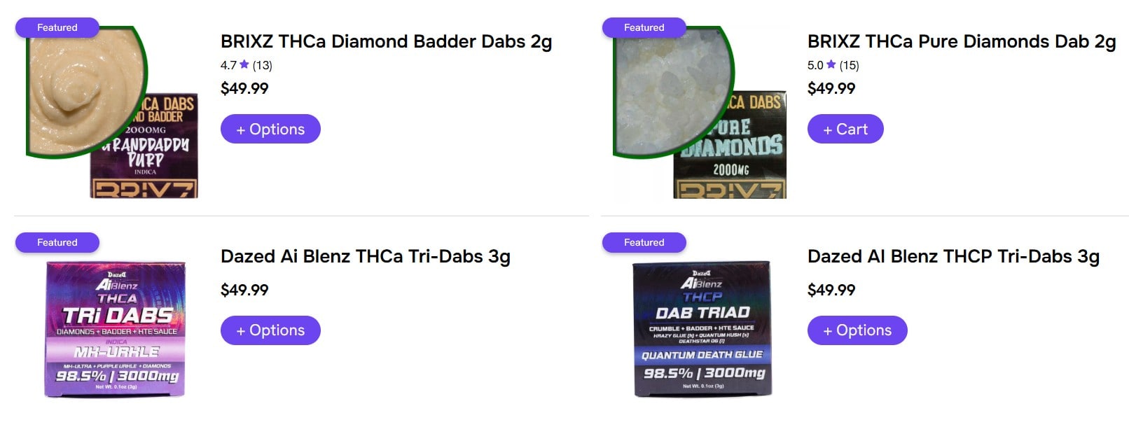 Dabs and concentrates for sale