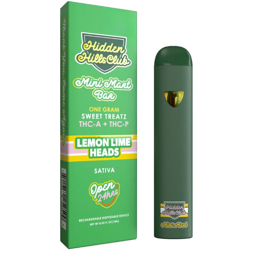 Hidden Hills Mini Mart Bar Sweet Treatz THCA + THCP Disposable 1g - Lemon Lime Heads (Sativa)