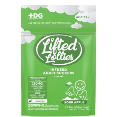 Lifted Lollies 150mg D9 Infused Suckers 5pk - Sour Apple
