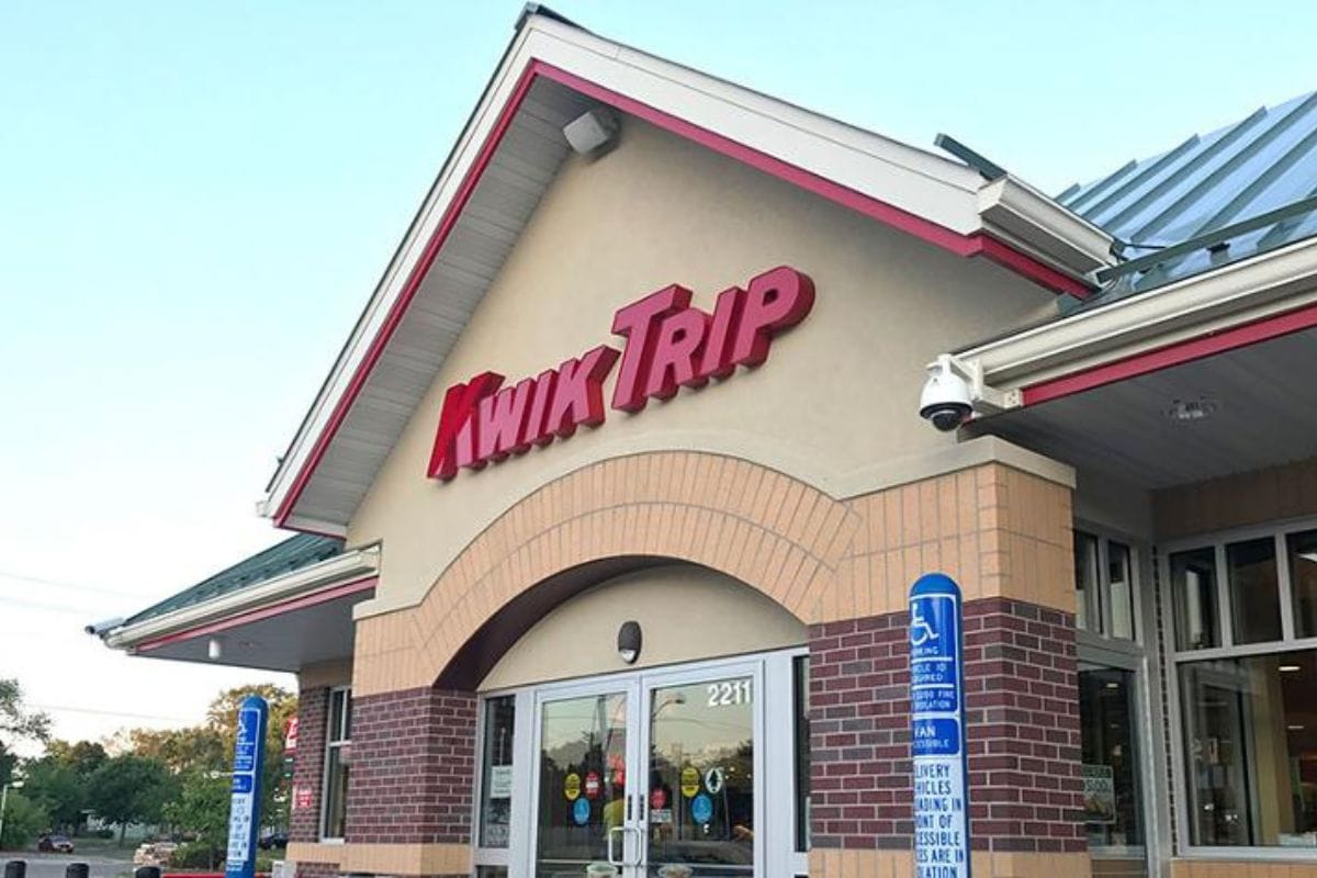 The image shows a Kwik Trip store that sells CBD products