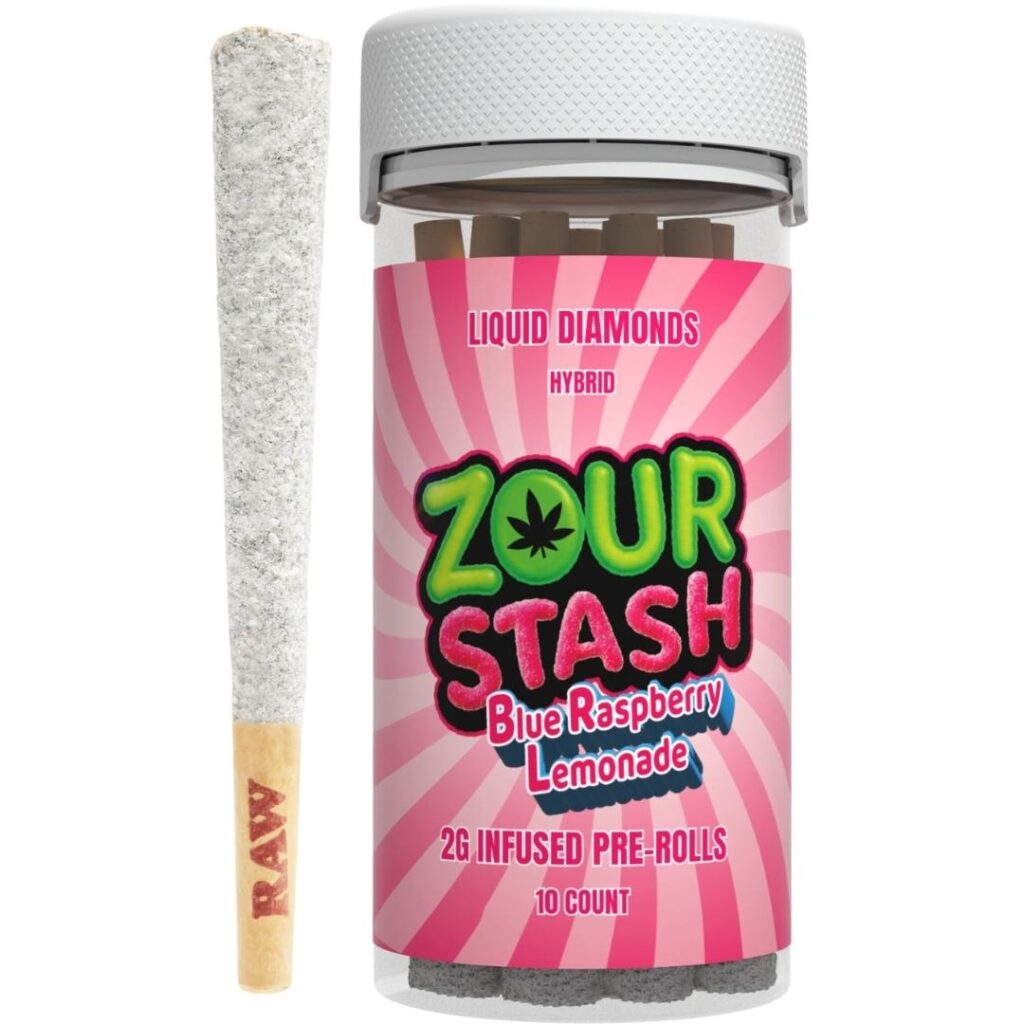 Zour Stash THCa Liquid Diamonds Pre-rolls 2g 10ct Blue Raspberry Lemonade (Hybrid)