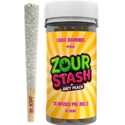 Zour Stash THCA Liquid Diamonds Pre-rolls 2g 10ct - Juicy Peach (Hybrid)