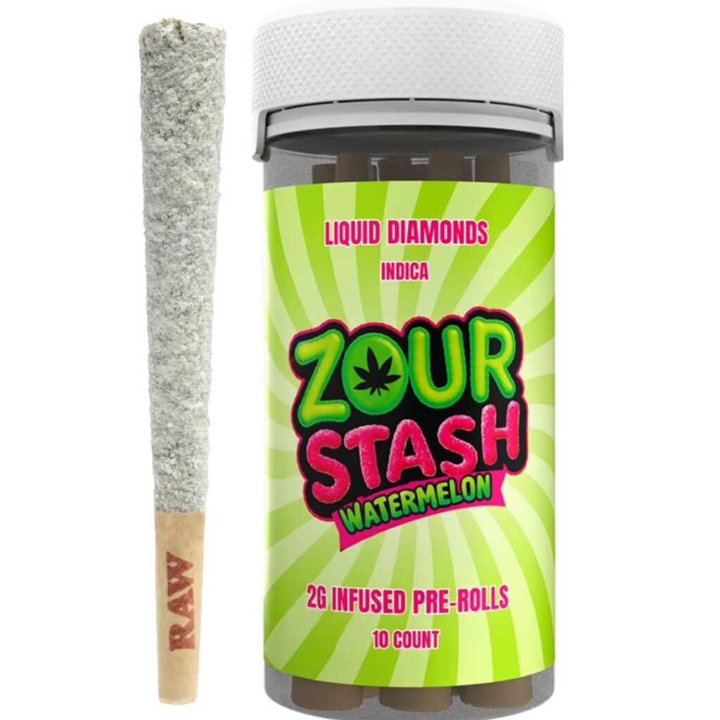 Zour Stash THCA Liquid Diamonds Pre-rolls 2g 10ct - Watermelon (Indica)