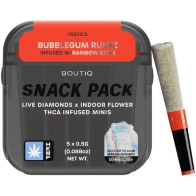 Boutiq Infused Minis Pre-Roll 2.5g 5pc - Bubblegum Runtz + Rainbow Belts Resin (Indica)