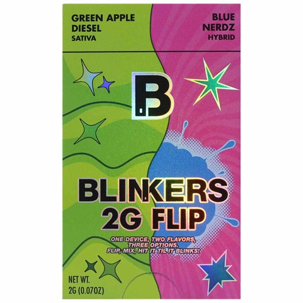 Blinkers FLIP Dual Chamber THCa Disposable 2g Green Apple Diesel (Sativa) × Blue Nerdz (Hybrid)
