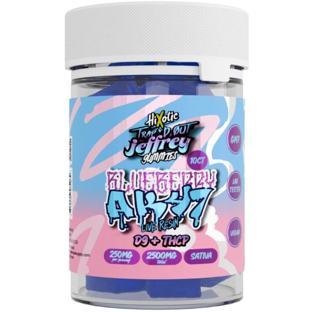 HiXotic Trap’d Out Jeffrey Delta-9 Gummies 10pc Blueberry AK47 (Sativa)