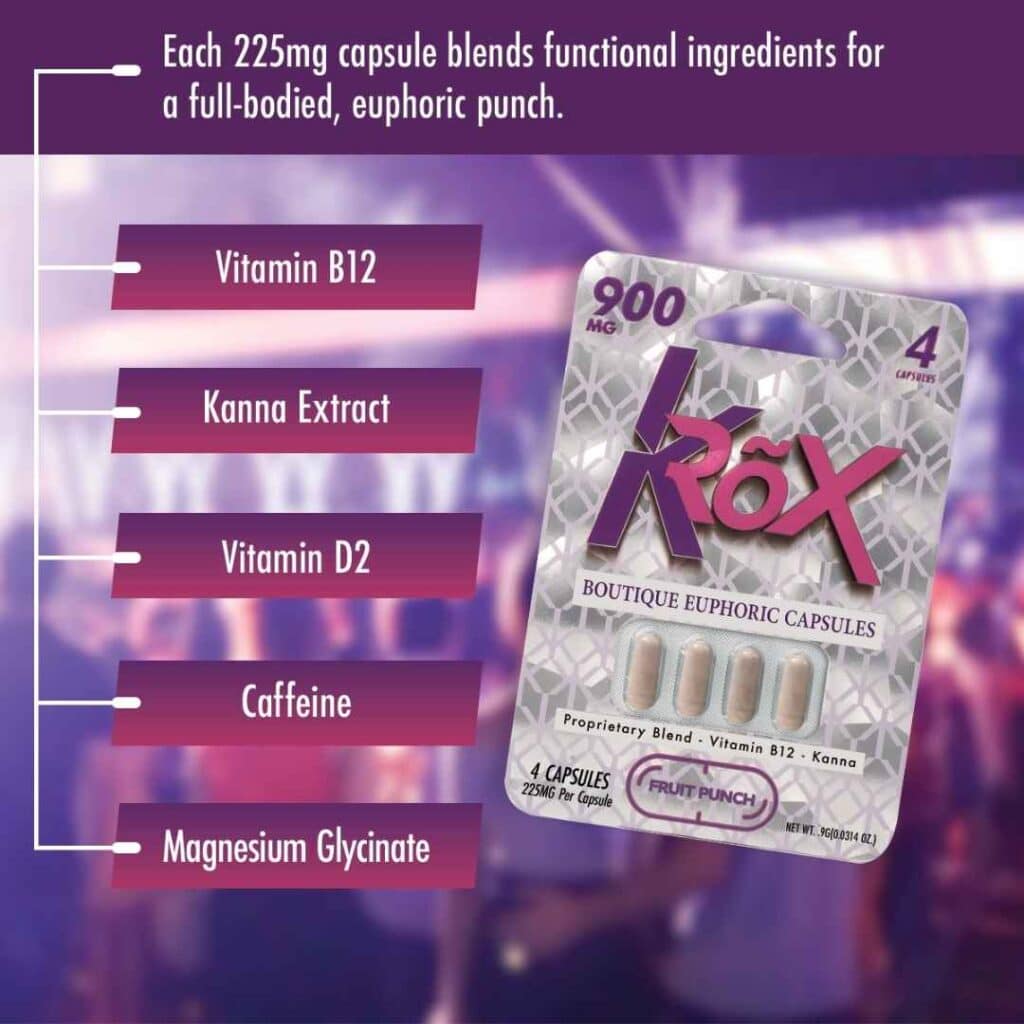 An image showing the ingredients of KRõX Boutique Euphoric Capsules