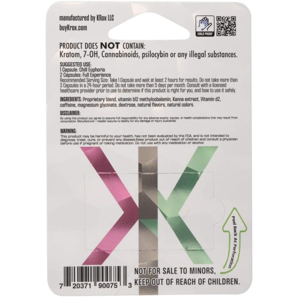 KRõX Boutique Euphoric Capsules 4ct – Mint – Back of Package