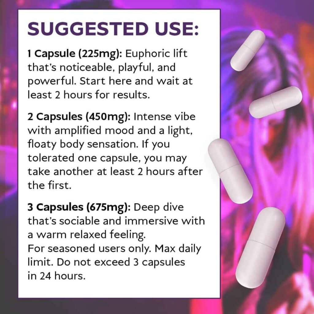 Suggested use for KRõX Boutique Euphoric Capsules