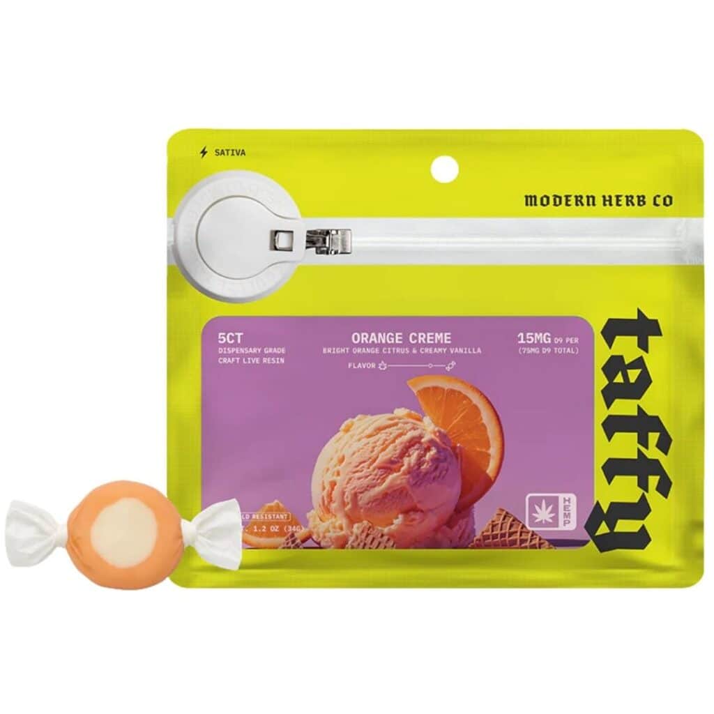 Modern Herb Co Delta-9 Live Resin Taffy Edible 5ct Orange Creme (Sativa)