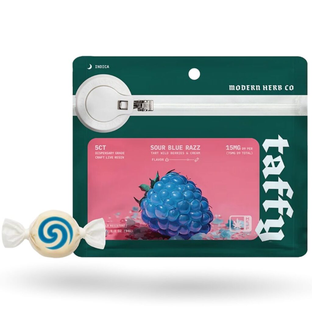 Modern Herb Co Delta-9 Live Resin Taffy Edible 5ct Sour Blue Razz (Indica)
