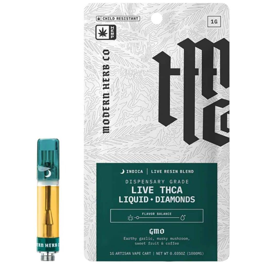 Modern Herb Co THCa Live Resin Liquid Diamonds Cartridge 1g GMO (Indica)